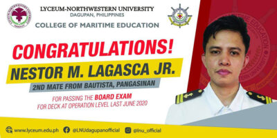 Congratulations to College of Maritime Education (June 2020 Board Examination for Deck at Operation Level)