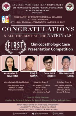 Congratulations to College of Medicine APMC Student Network Clinicopathologic Case Presentation Competition