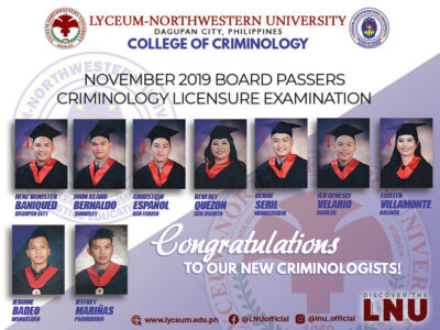 Congratulations to our New Criminologists (Nov 2019 Board Examination)