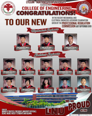 Congratulations to our New Mechanical Engineers (September, 2019 Board Examination)