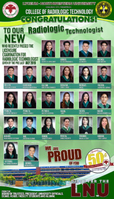 Congratulations to our New Radiologic Technologists (July, 2019 Board Examination)