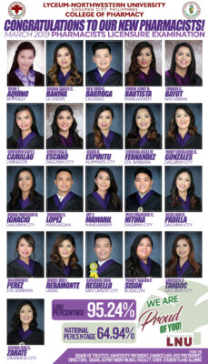 Congratulations to our Pharmacists (March 2019 Board Examination)