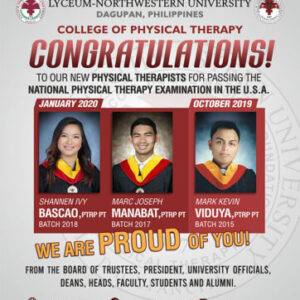 Congratulations to our Physical Therapists (National PT Examination in the U.S.A. January 2020)