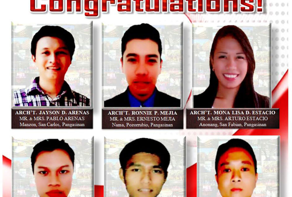 Congratulations to our New Architects (June 24 & 26, 2016 Board Examination)