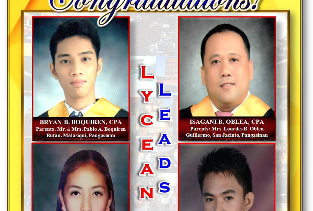 Congratulations to our New Certified Public Accountants (May 2016 Board Examination)