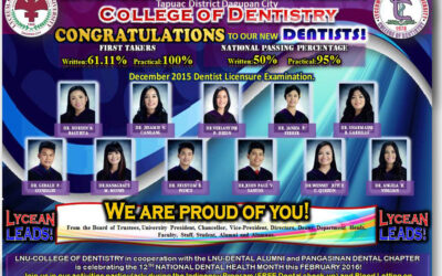 Congratulations to our New Dentists (December 2015 Board Examination)