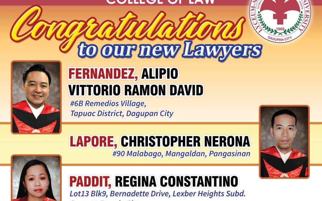 Congratulations to our New Lawyers (November 2016 Bar Examination)