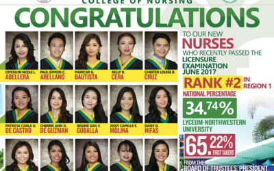 Congratulations to our New Nurses (June 2017 Board Examination)