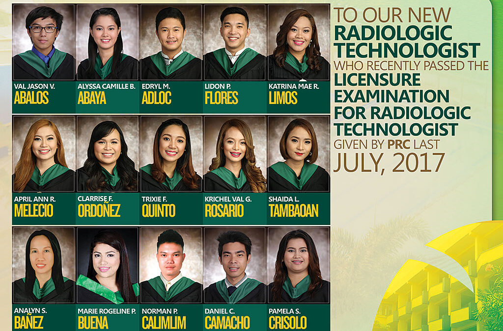Congratulations to our new Radiologic Technologists (July 2017 Board Examination)