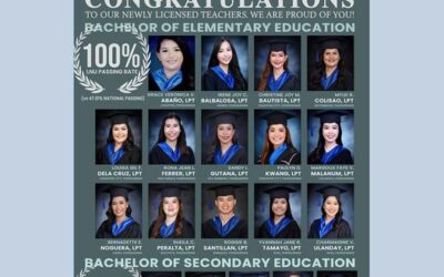 Congratulations to our newly licensed Elementary and Secondary Professional Teachers for passing the Licensure Examinations for Professional Teachers!