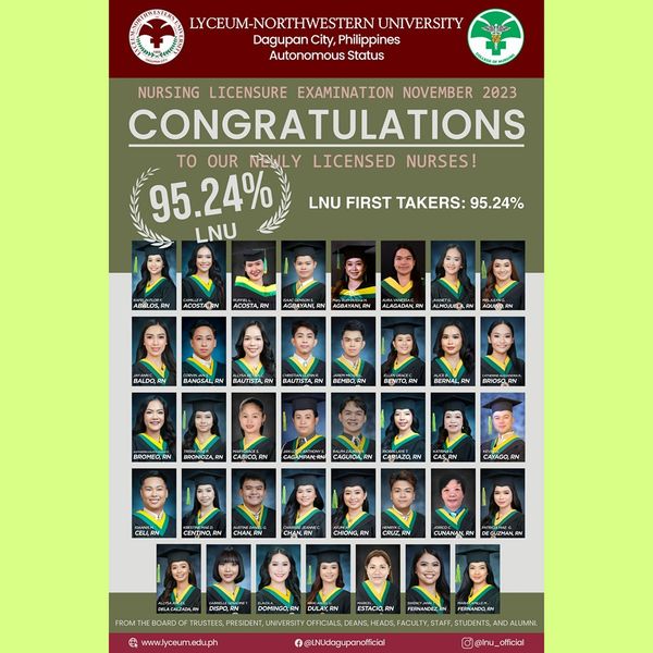 We would like to extend our heartfelt congratulations to our recently registered nurses! LNU’s First Takers: 95.24%