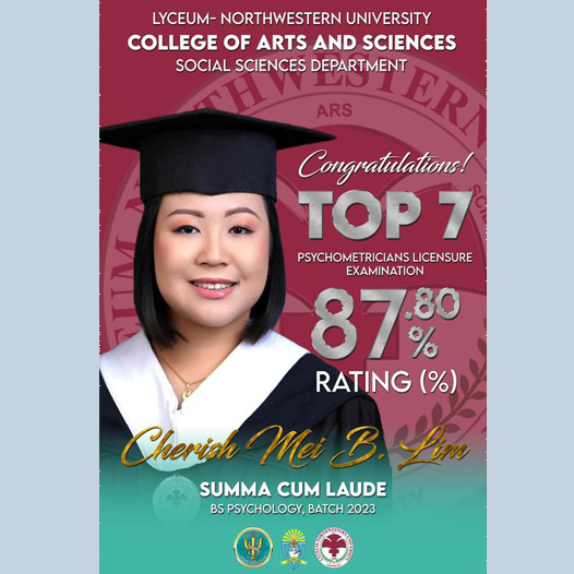 CONGRATULATIONS to our very own Topnotcher, Ms. Cherish Lim!