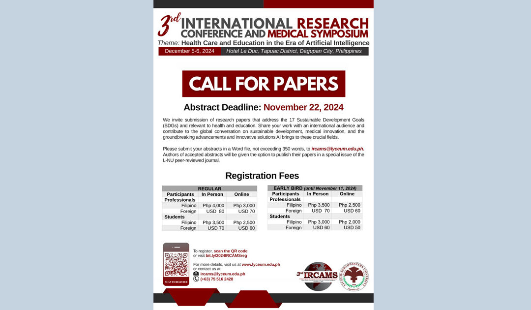 3rd International Research Conference and Medical Symposium December 5-6, 2024