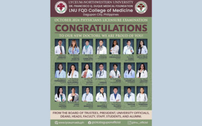 Congratulations to our October 2024 Physicians Licensure Examination passers, and to our LNU FQD College of Medicine!