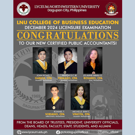 Congratulations to all the passers of the December 2024 Certified Public Accountants Licensure Exam!