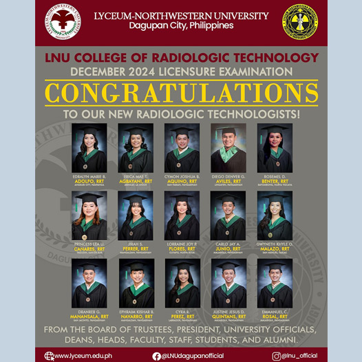 Congratulations to all the passers of the December 2024 Radiologic Technologists Licensure Exam!