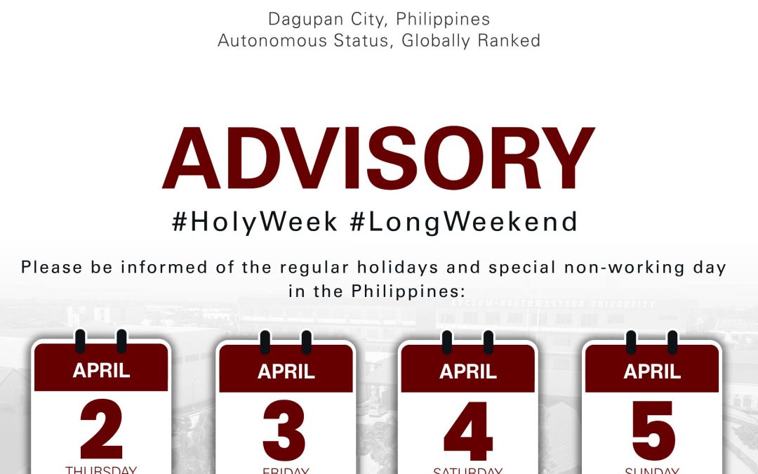Holy Week Advisory | April 2 – 5, 2026