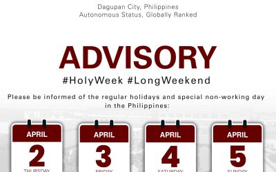 Holy Week Advisory | April 2 – 5, 2026