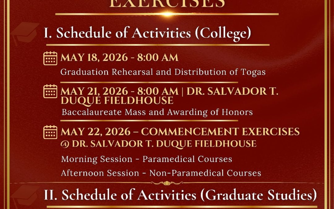 L-NU 55th Commencement Exercises | Schedule of Activities