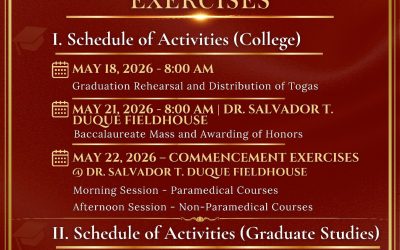 L-NU 55th Commencement Exercises | Schedule of Activities