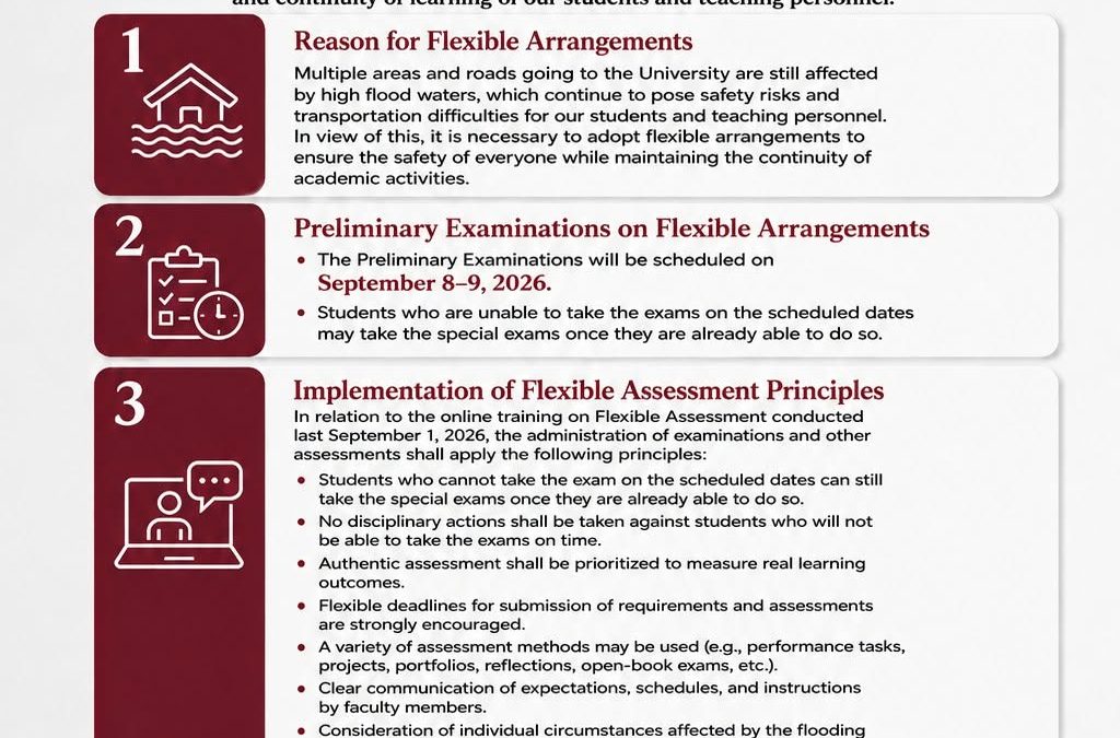 OVPAA ANNOUNCEMENT | Preliminary Examinations on Flexible Arrangements