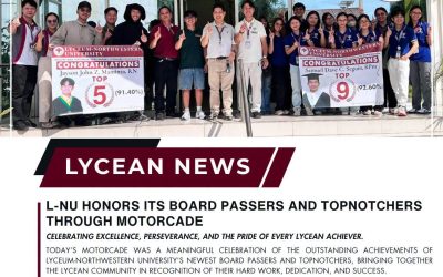 LYCEAN NEWS | L-NU HONORS ITS BOARD PASSERS AND TOPNOTCHERS THROUGH MOTORCADE